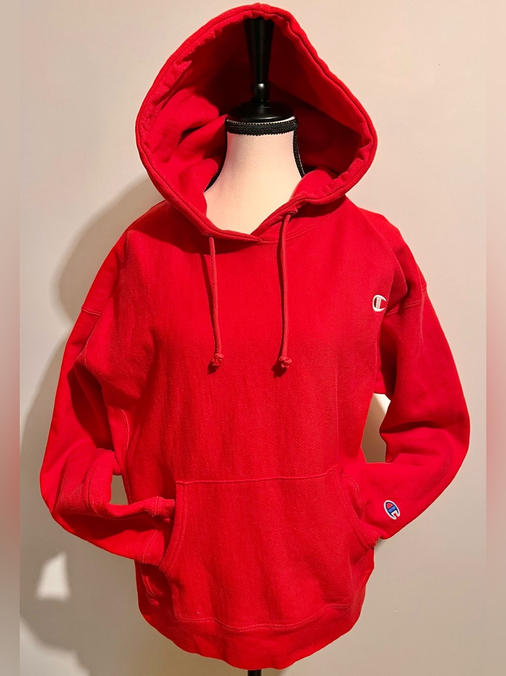 Champion Bright Red Pullover Hoodie with Kangaroo Pocket